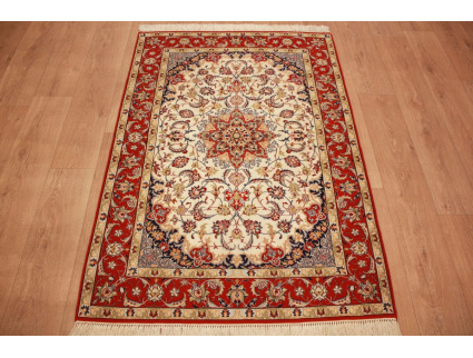 Persian carpet Isfahan with silk 155x108 cm Beige