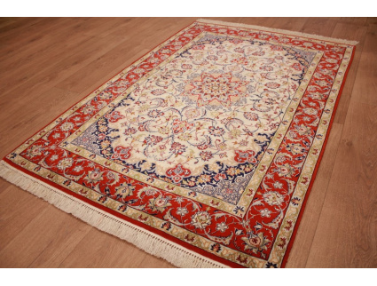 Persian carpet Isfahan with silk 155x108 cm Beige