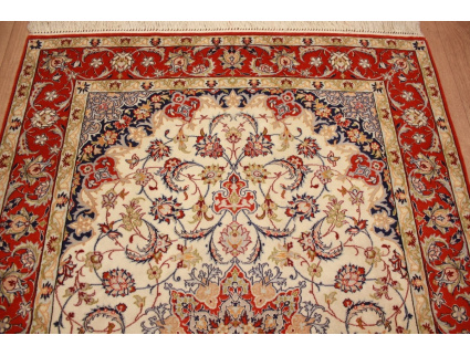 Persian carpet Isfahan with silk 155x108 cm Beige