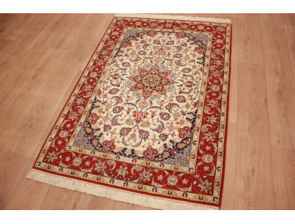 Perser Teppich Isfahan mit Seide 155x108 cm Beige