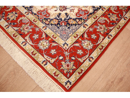 Persian carpet Isfahan with silk 155x108 cm Beige