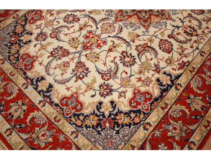 Persian carpet Isfahan with silk 155x108 cm Beige