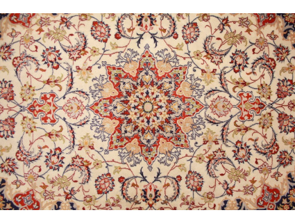 Persian carpet Isfahan with silk 155x108 cm Beige