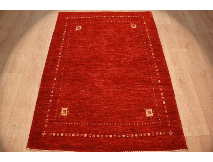 Nomadic Persian carpet Loribaft pure wool 147x103 cm Red