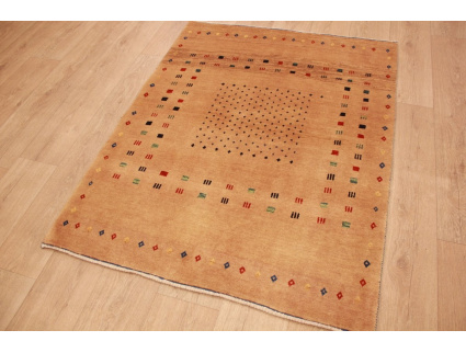 Nomadic Persian carpet Loribaft pure wool 141x110 cm Brown