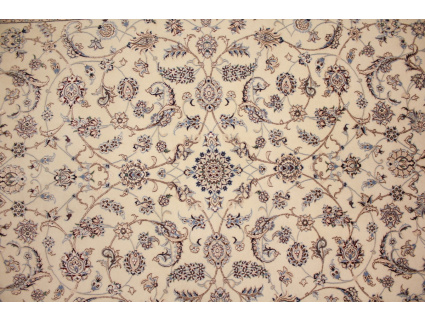 Perserteppich  Nain 6la  mit Seide 308x205 cm Beige