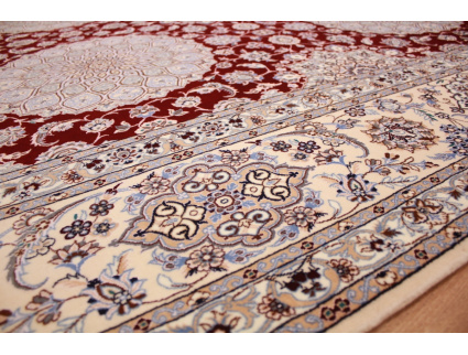 Persian carpet Nain 6La with Silk 315x210 cm Red