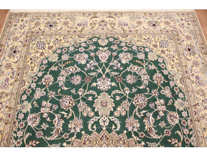 Fine Persian carpet  Nain 9la with silk 315x200 cm Green