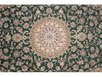 Fine Persian carpet  Nain 9la with silk 315x200 cm Green