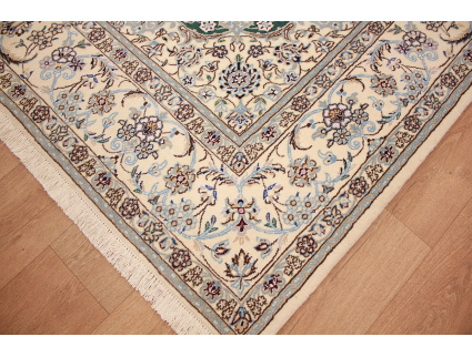 Fine Persian carpet  Nain 9la with silk 310x200 cm Green