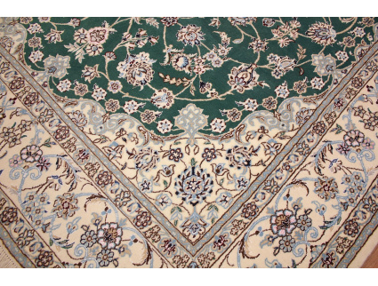 Fine Persian carpet  Nain 9la with silk 310x200 cm Green