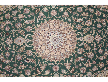 Fine Persian carpet  Nain 9la with silk 310x200 cm Green