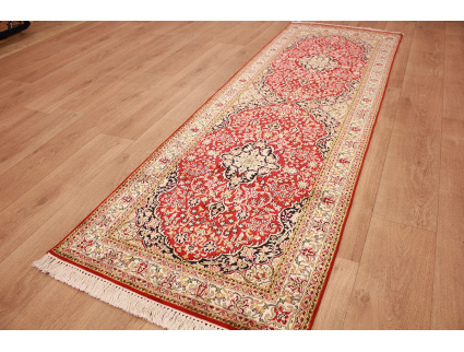 Seidenteppich Kaschmir Orientteppich Läufer Rot 237x80 cm