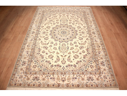 Persian carpet Nain 9la with Silk 308x202 cm Beige