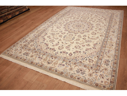 Persian carpet Nain 9la with Silk 308x202 cm Beige