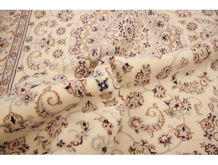 Persian carpet Nain 9la with Silk 308x202 cm Beige