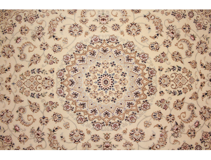 Persian carpet Nain 9la with Silk 308x202 cm Beige