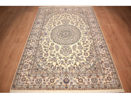 Persian carpet "Nain" 9la with Silk 238x155 cm Beige