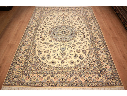 Persian carpet Nain 9la with Silk 355x247 cm Beige