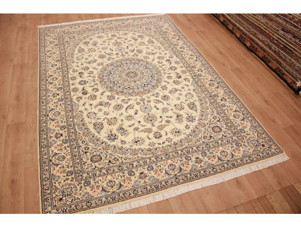 Persian carpet Nain 9la with Silk 355x247 cm Beige