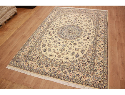 Persian carpet Nain 9la with Silk 355x247 cm Beige