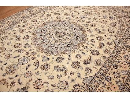 Persian carpet Nain 9la with Silk 355x247 cm Beige