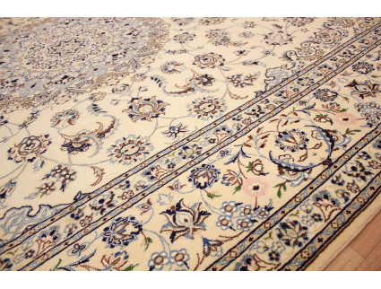 Persian carpet Nain 9la with Silk 355x247 cm Beige