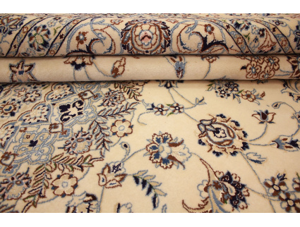 Persian carpet Nain 9la with Silk 355x247 cm Beige