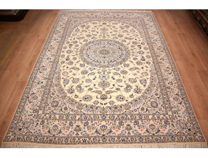 Persian carpet "Nain" 9la with Silk 353x249 cm Beige