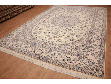 Persian carpet "Nain" 9la with Silk 353x249 cm Beige