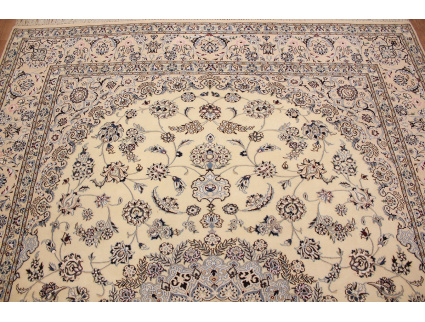 Persian carpet "Nain" 9la with Silk 353x249 cm Beige