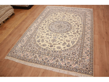 Persian carpet "Nain" 9la with Silk 353x249 cm Beige