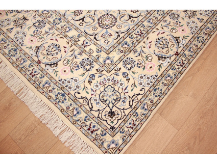 Persian carpet "Nain" 9la with Silk 353x249 cm Beige