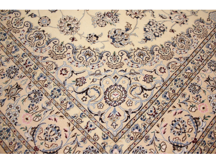 Persian carpet "Nain" 9la with Silk 353x249 cm Beige