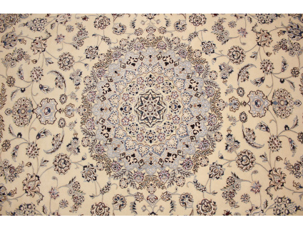 Persian carpet "Nain" 9la with Silk 353x249 cm Beige