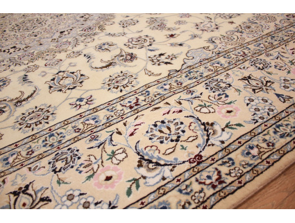 Persian carpet "Nain" 9la with Silk 353x249 cm Beige