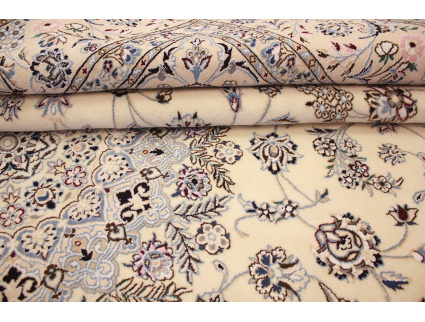 Persian carpet "Nain" 9la with Silk 353x249 cm Beige