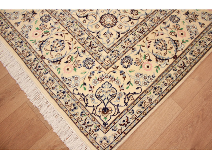 Persian carpet Nain 9la wool and silk 350x250 cm Beige