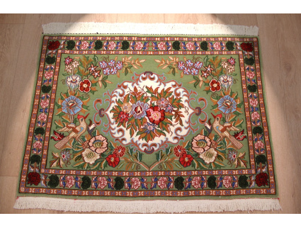 Perserteppich Ghom Orient Teppich 90x69 cm Grün