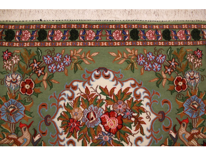 Perserteppich Ghom Orient Teppich 90x69 cm Grün