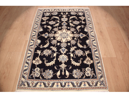 Persian carpet Nain with silk 148x86 cm dark blue