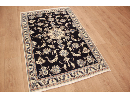 Persian carpet Nain with silk 148x86 cm dark blue