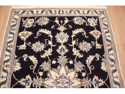 Persian carpet Nain with silk 148x86 cm dark blue