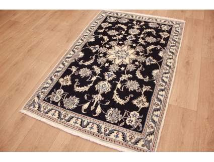 Persian carpet Nain with silk 148x86 cm dark blue