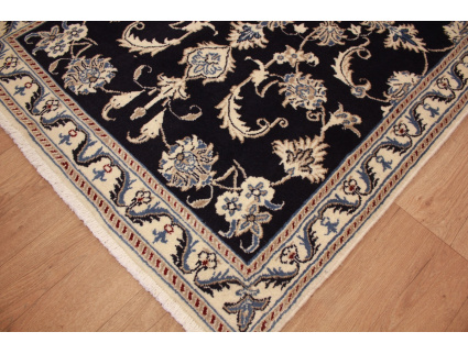 Persian carpet Nain with silk 148x86 cm dark blue