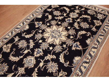 Persian carpet Nain with silk 148x86 cm dark blue