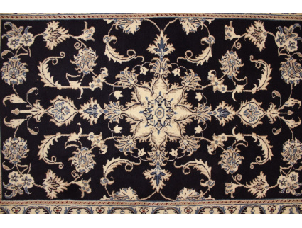 Persian carpet Nain with silk 148x86 cm dark blue