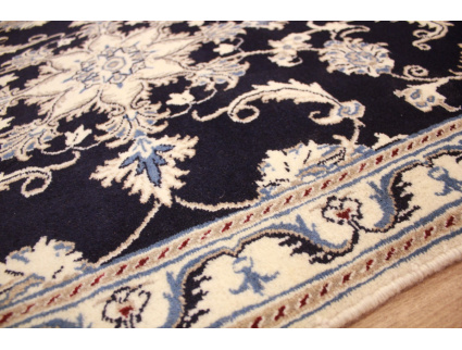 Persian carpet Nain with silk 148x86 cm dark blue