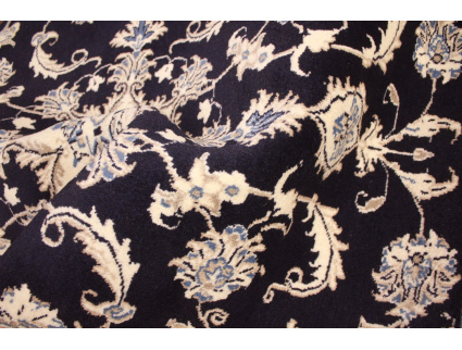 Persian carpet Nain with silk 148x86 cm dark blue