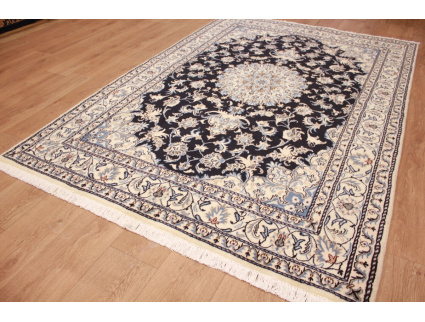 Perserteppich "Nain"  mit Seide 245x170 cm Blau